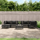 vidaXL 6-delige Loungeset met kussens staal wit