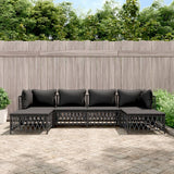 vidaXL 6-delige Loungeset met kussens staal wit