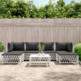 vidaXL 6-delige Loungeset met kussens staal wit