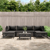 vidaXL 6-delige Loungeset met kussens staal wit