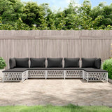 vidaXL 6-delige Loungeset met kussens staal wit