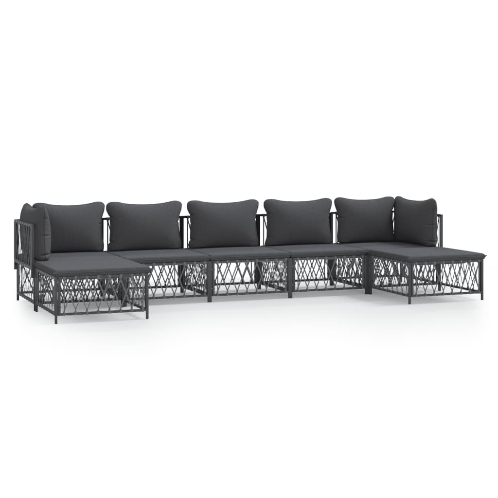 vidaXL 6-delige Loungeset met kussens staal wit