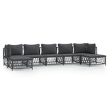 vidaXL 6-delige Loungeset met kussens staal wit