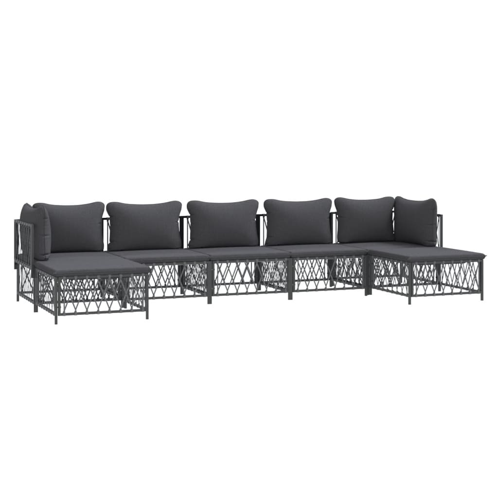 vidaXL 6-delige Loungeset met kussens staal wit
