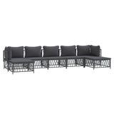 vidaXL 6-delige Loungeset met kussens staal wit
