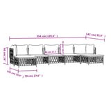 vidaXL 6-delige Loungeset met kussens staal wit