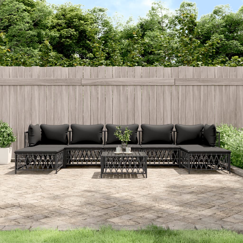vidaXL 6-delige Loungeset met kussens staal wit