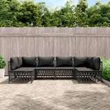 vidaXL 6-delige Loungeset met kussens staal wit