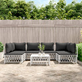 vidaXL 6-delige Loungeset met kussens staal wit