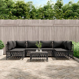 vidaXL 6-delige Loungeset met kussens staal wit