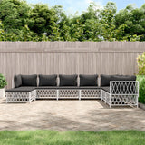 vidaXL 6-delige Loungeset met kussens staal wit