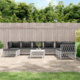 vidaXL 6-delige Loungeset met kussens staal wit