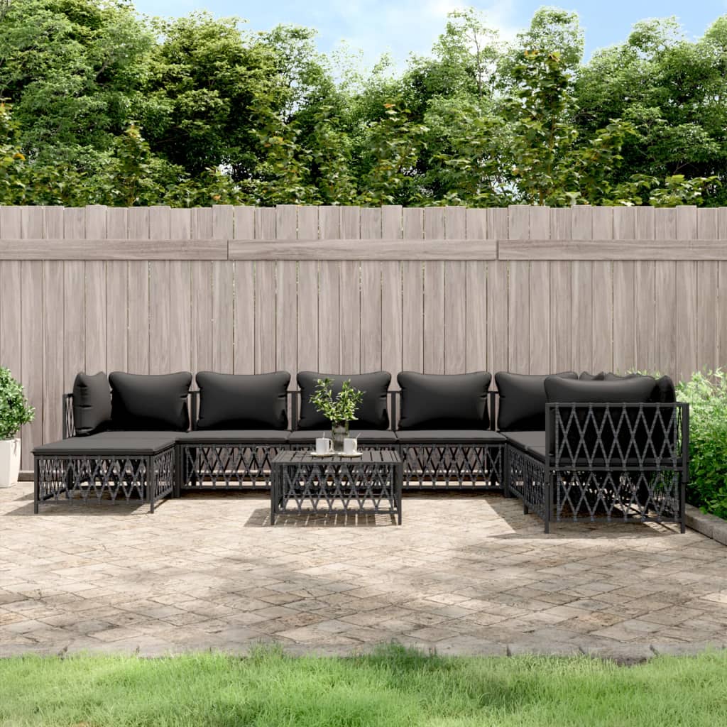 vidaXL 6-delige Loungeset met kussens staal wit