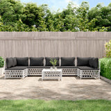 vidaXL 6-delige Loungeset met kussens staal wit