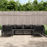 vidaXL 6-delige Loungeset met kussens staal wit