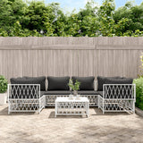 vidaXL 6-delige Loungeset met kussens staal wit