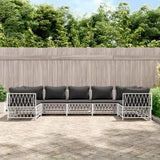 vidaXL 6-delige Loungeset met kussens staal wit