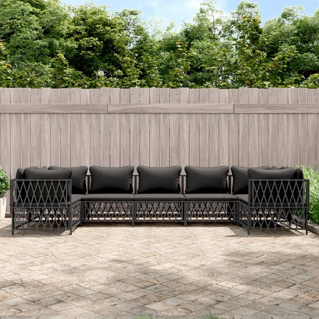 vidaXL 6-delige Loungeset met kussens staal wit