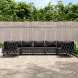 vidaXL 6-delige Loungeset met kussens staal wit