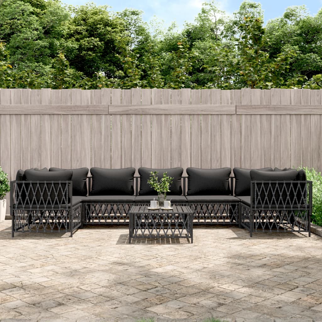 vidaXL 6-delige Loungeset met kussens staal wit