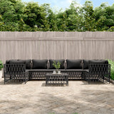 vidaXL 6-delige Loungeset met kussens staal wit