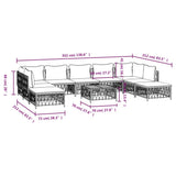 vidaXL 10-Piece Lounge Set with Cushions Steel White