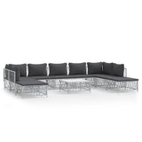 vidaXL 10-Piece Lounge Set with Cushions Steel White