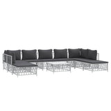vidaXL 10-Piece Lounge Set with Cushions Steel White
