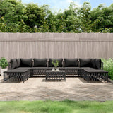 vidaXL 10-Piece Lounge Set with Cushions Steel White
