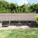 vidaXL 11-delige Loungeset met kussens staal wit