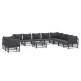 vidaXL 11-delige Loungeset met kussens staal wit