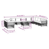 vidaXL 11-delige Loungeset met kussens staal wit