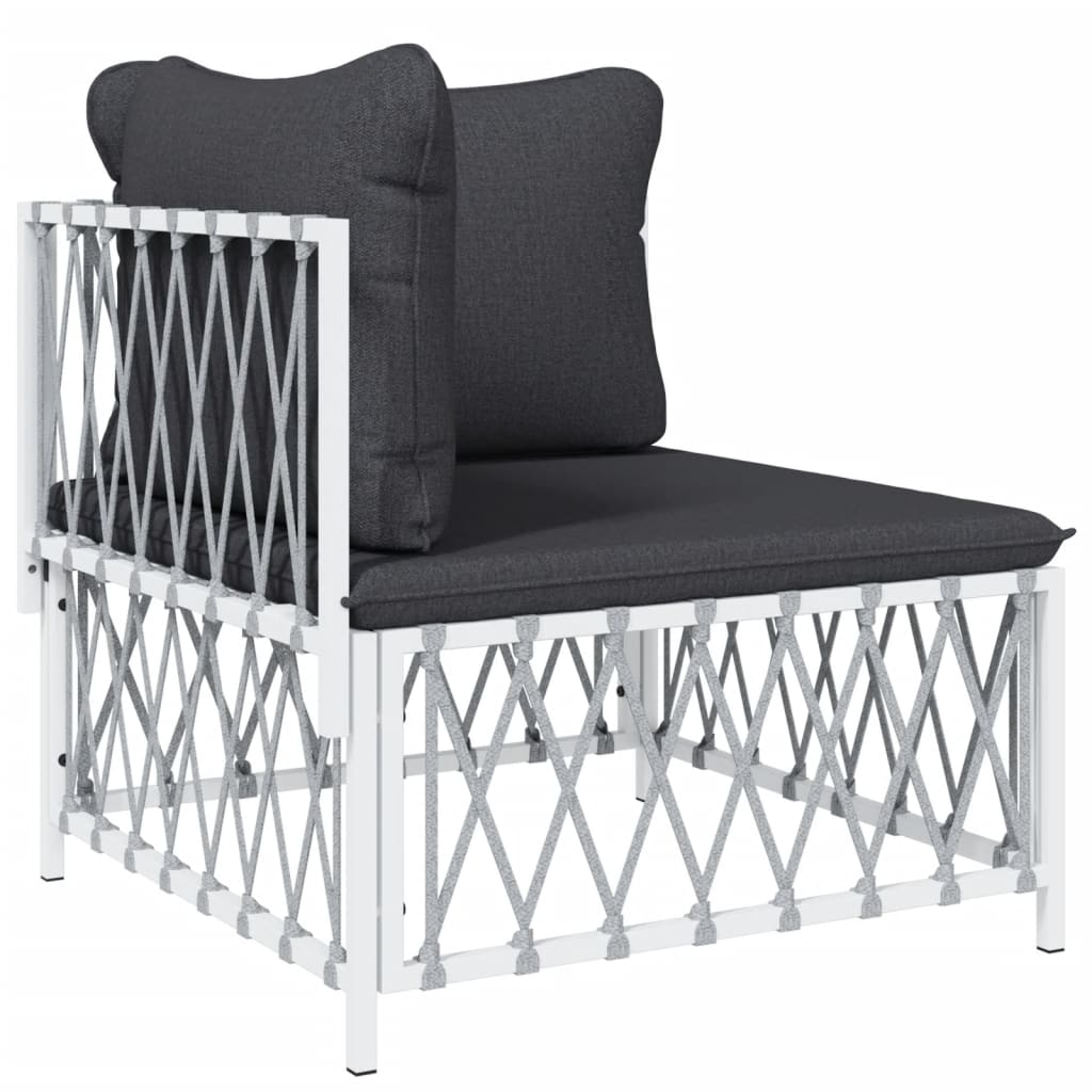vidaXL 10-delige Loungeset met kussens staal wit