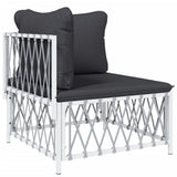 vidaXL 10-delige Loungeset met kussens staal wit