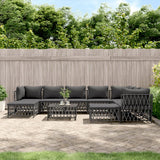 vidaXL 10-delige Loungeset met kussens staal wit