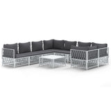 vidaXL 9-delige Loungeset met kussens staal wit