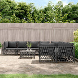 vidaXL 9-delige Loungeset met kussens staal wit