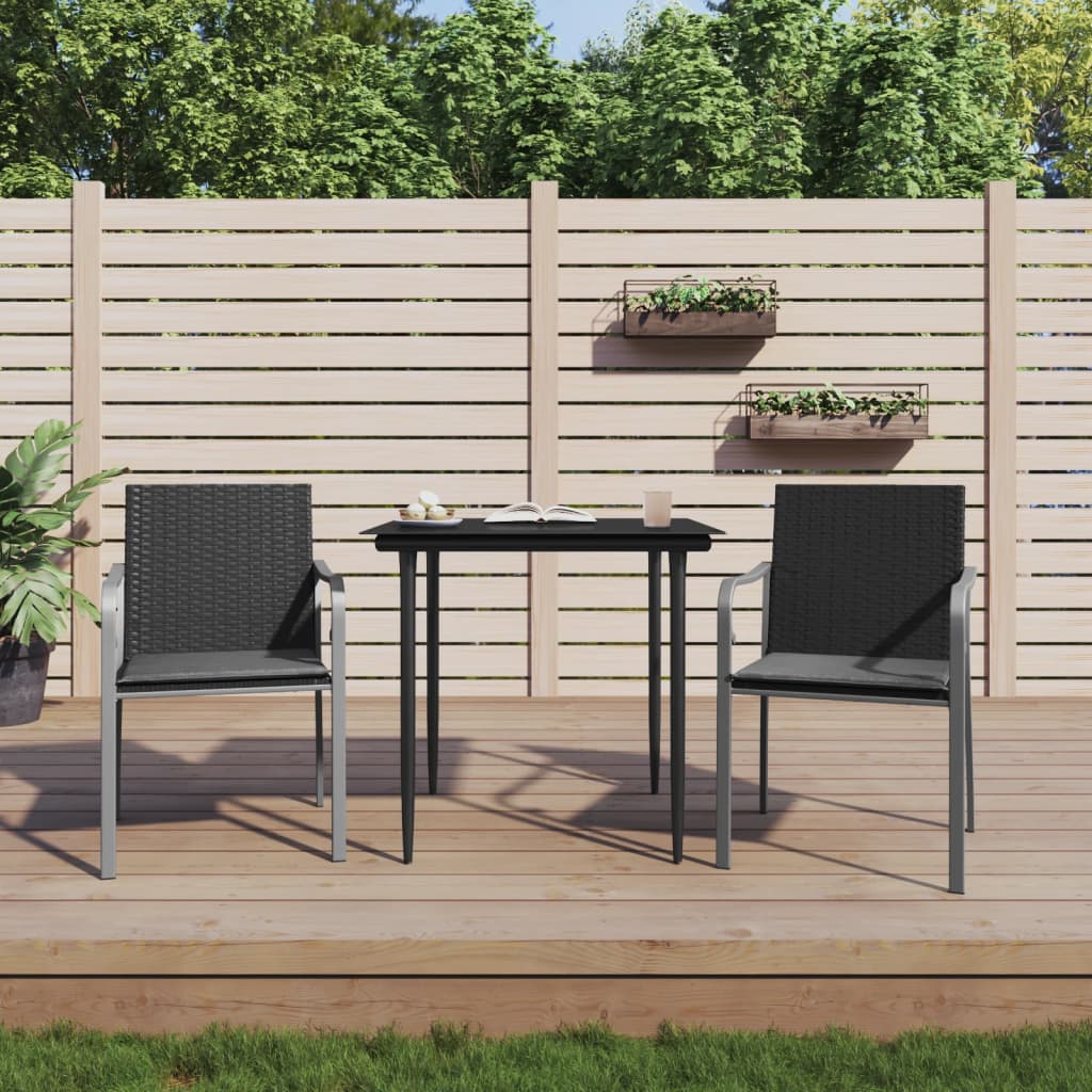 vidaXL 3-delige Tuinset met kussens poly rattan en staal