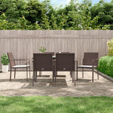 vidaXL 3-delige Tuinset met kussens poly rattan en staal