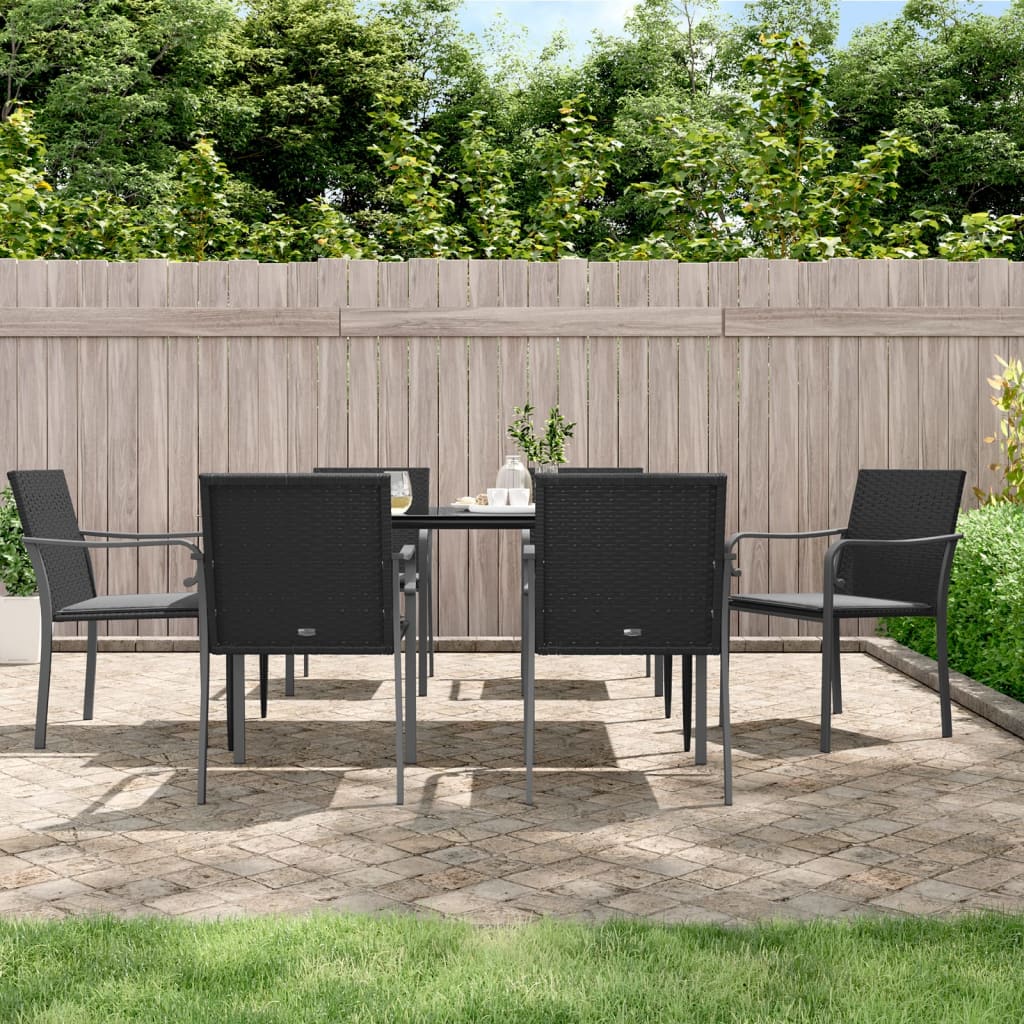 vidaXL 3-delige Tuinset met kussens poly rattan en staal