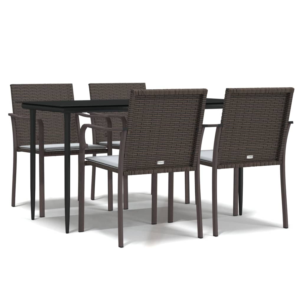 vidaXL 3-delige Tuinset met kussens poly rattan en staal