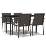 vidaXL 3-delige Tuinset met kussens poly rattan en staal
