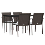 vidaXL 3-delige Tuinset met kussens poly rattan en staal
