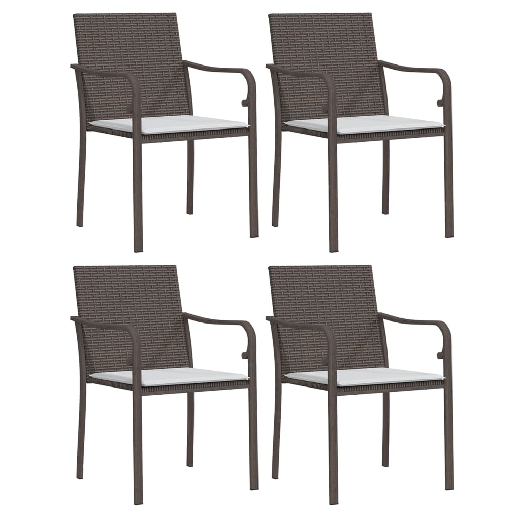 vidaXL 3-delige Tuinset met kussens poly rattan en staal