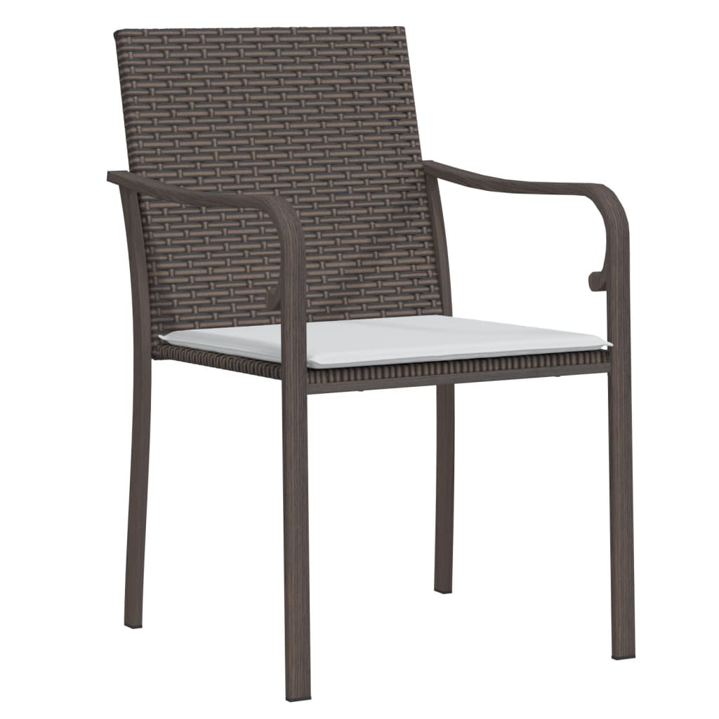 vidaXL 3-delige Tuinset met kussens poly rattan en staal