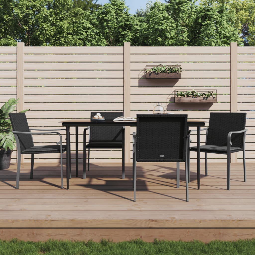 vidaXL 3-delige Tuinset met kussens poly rattan en staal