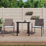 vidaXL 3-delige Tuinset met kussens poly rattan en staal