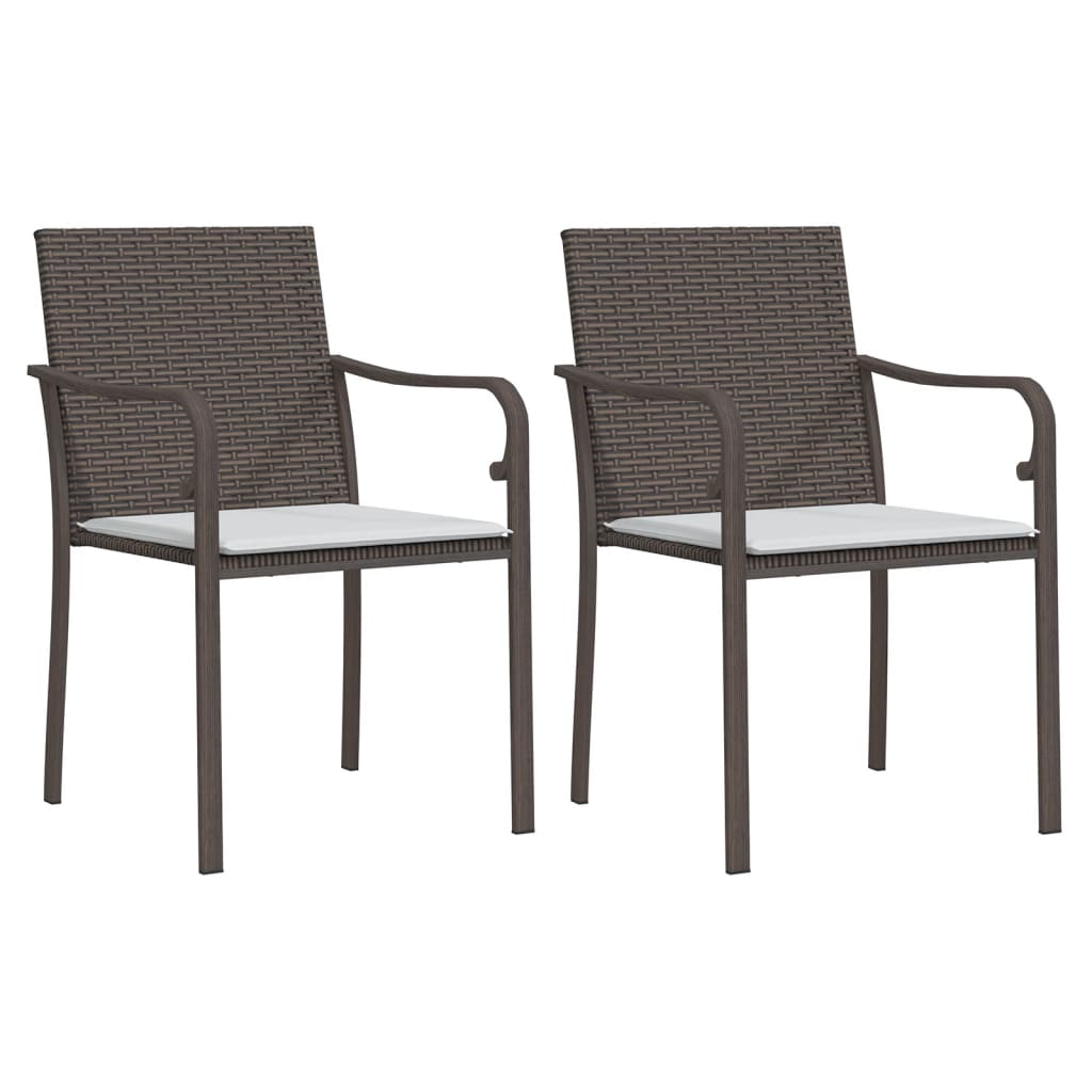 vidaXL 3-delige Tuinset met kussens poly rattan en staal