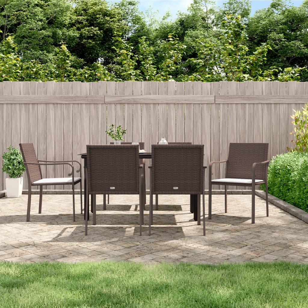 vidaXL 3-delige Tuinset met kussens poly rattan en staal