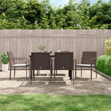 vidaXL 3-delige Tuinset met kussens poly rattan en staal